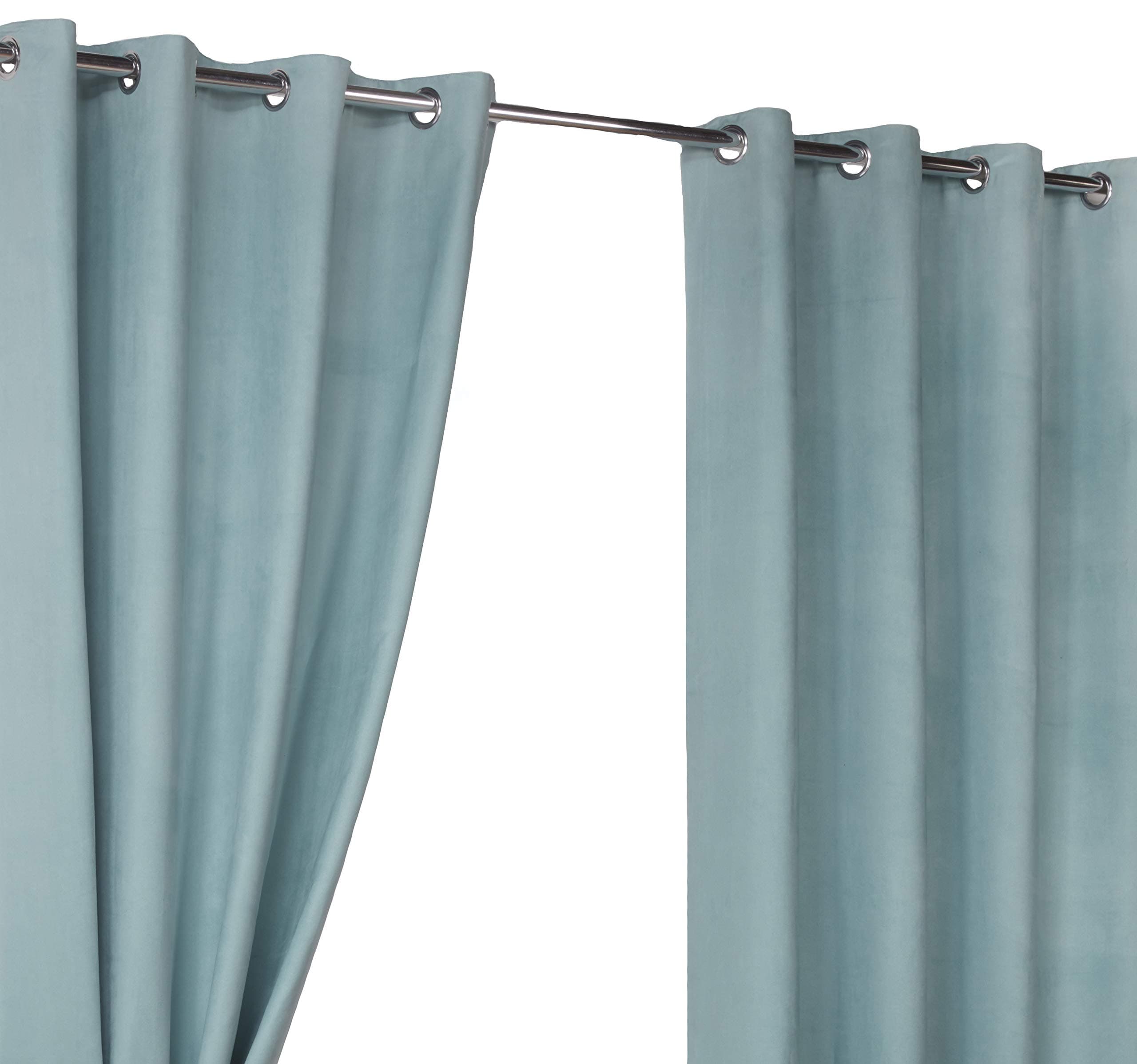 Faux Suede Duck Egg Ring Top / Eyelet Fully Lined Readymade Curtain Pair 46x54in(116x137cm) Approximately By Hamilton McBride®