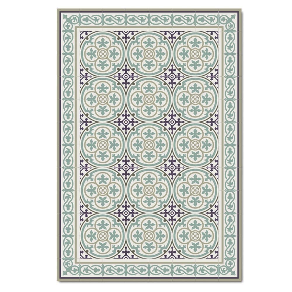 Turquoise Blue Kitchen vinyl mat Carpet Tiles Pattern Decorative linoleum rug, 106-160 * 60