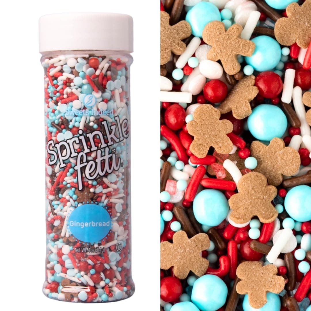 Sweets Indeed Sprinkles, Gingerbread Edible Sprinkle Mix, Perfect for Cake Decorations, Baking, Ice Cream, Cookies, Cupcake Topper 4 ounces
