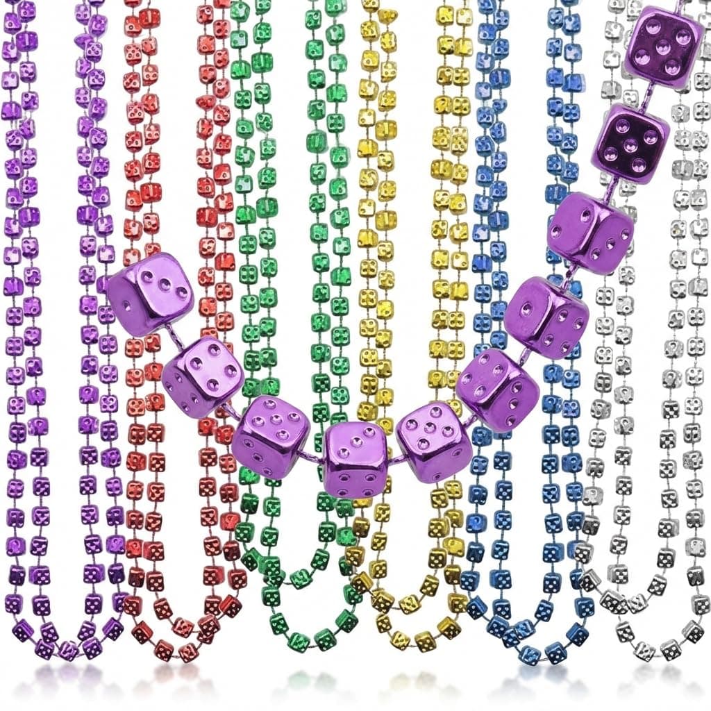 Bunco Dice Mardi Gras Bead Necklaces