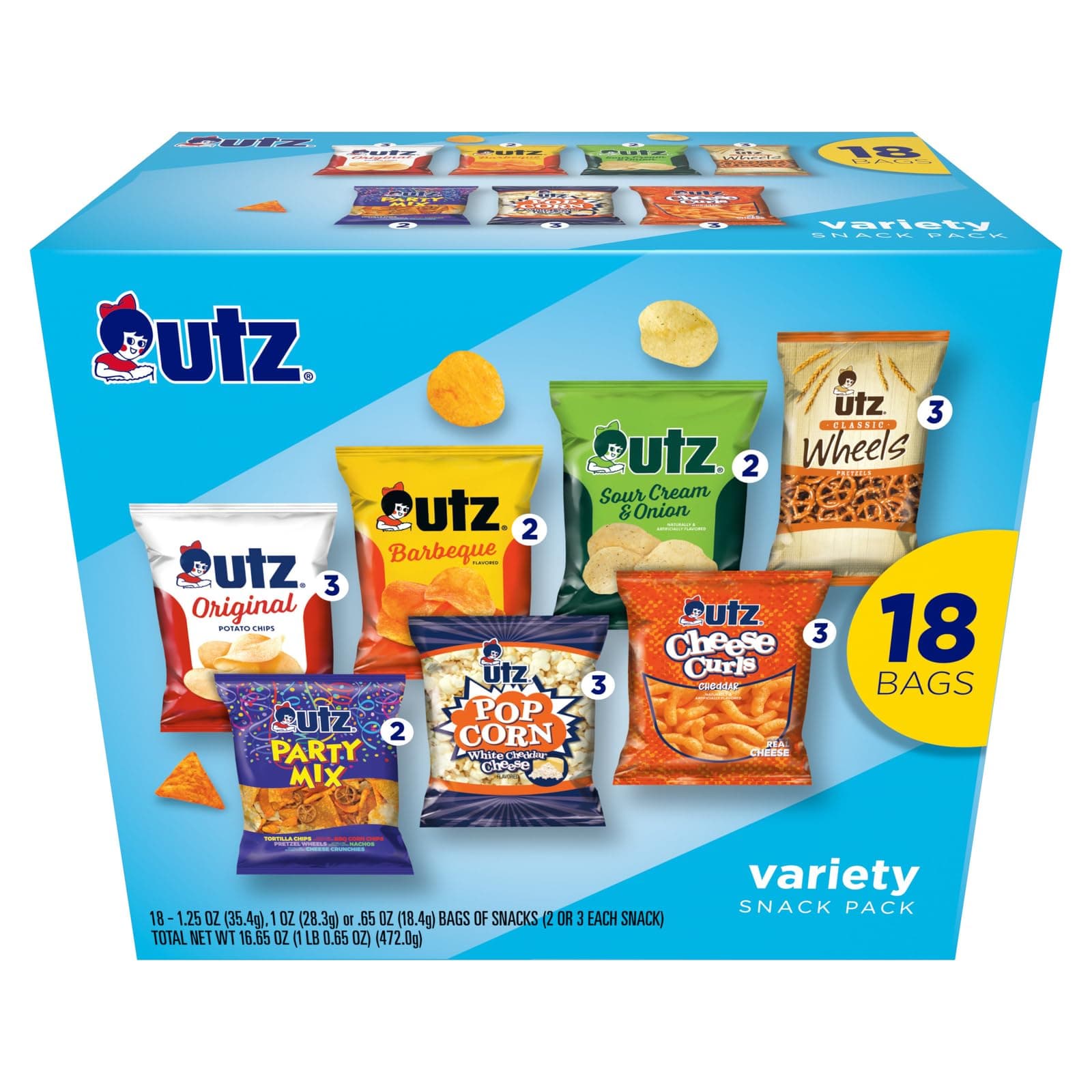 Utz Variety Snack Pack, 18 ct, 16.65 oz.