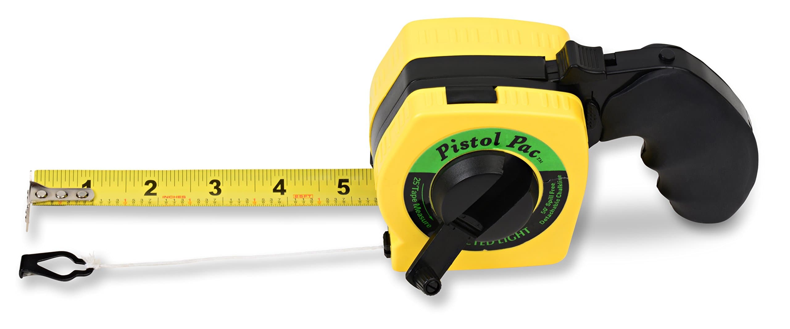 Measure & Snap Your Chalk-line With One Comfortable Tool. Great For Layout On Floors, Roofs, & Framing. Free Battery for Built-in Light. Replaces Your Tape Measure & Chalk Line. Your Tool Belt Loses 1/2 lb & Clears Tool Box Space Too.