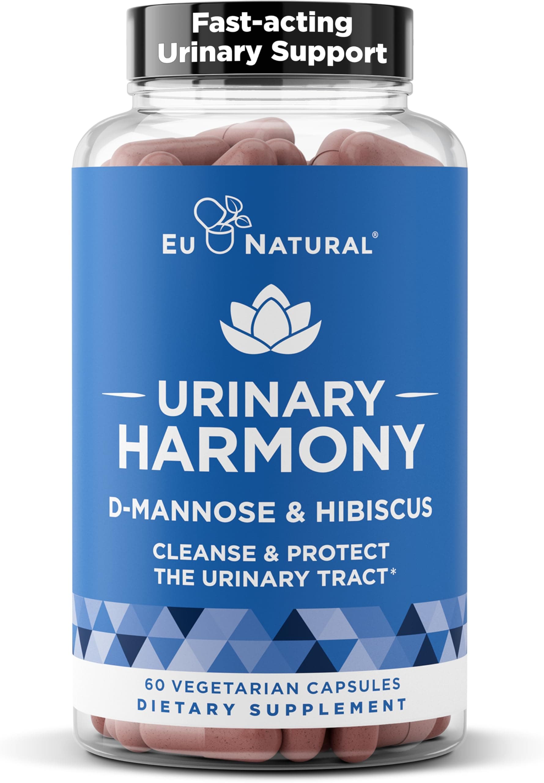 Eu Natural Harmony D-Mannose – Urinary Tract UT Cleanse & Bladder Health – Fast-Acting Detoxifying Strength, Flush Impurities, Clear System – Hibiscus Pills – 60 Vegetarian Soft Capsules