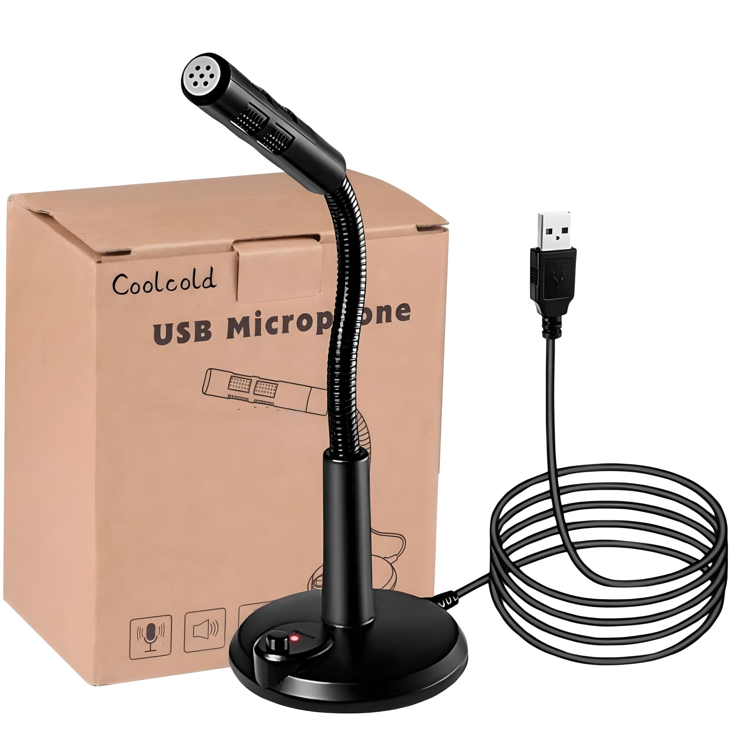 COOLCOLD USB Microphone – Plug & Play Noise Cancelling Mic for PC, Laptop & Mac – Professional Desktop Microphone for Gaming, Streaming, Podcasting, Video Calls – Compatible with Windows & MacOS