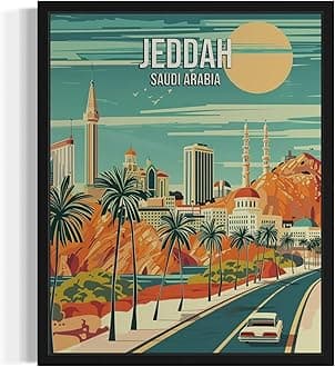 Jeddah Saudi Arabia City Wall Art Poster Print, Asian Landscape Scenery Painting Artwork Travel Prints Decor Cityscape Landmarks Gallery 26 (Jeddah Saudi Arabia, 16 x 20 inches, Unframed)
