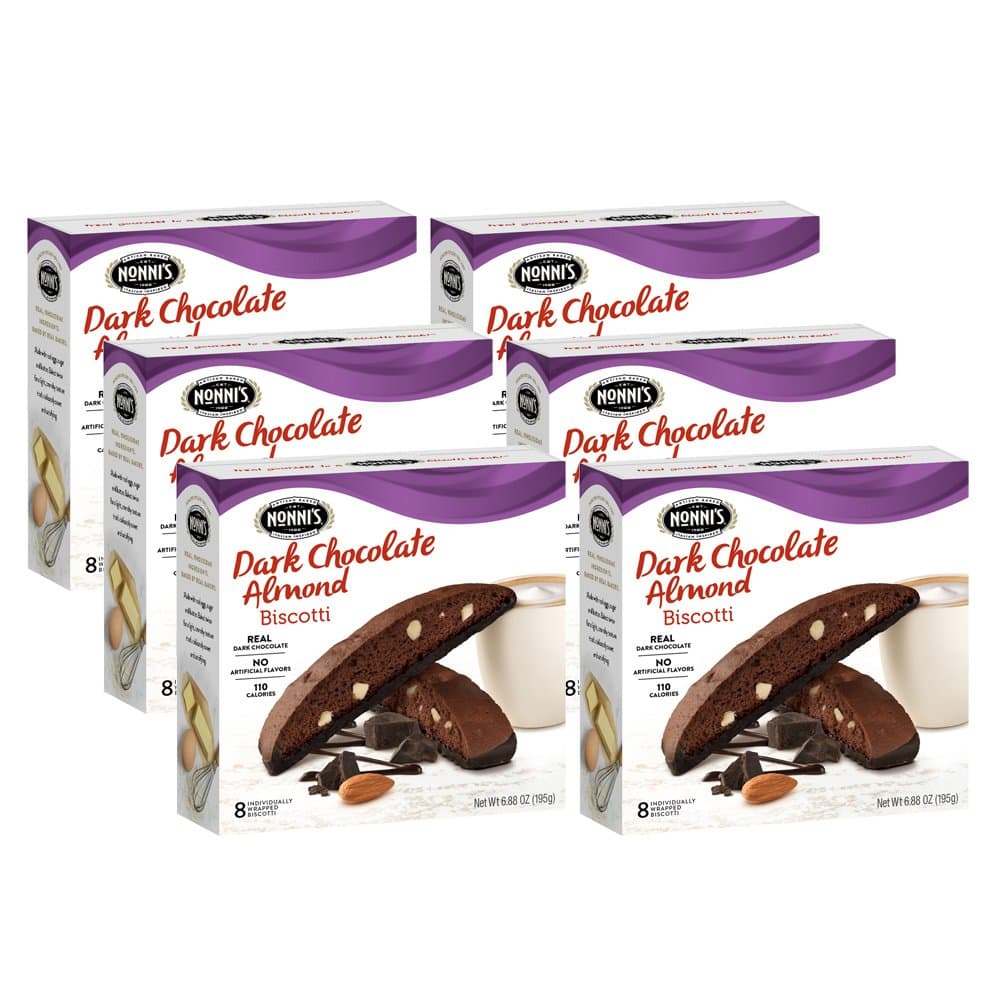 Biscotti, Dark Chocolate Almond, 6 Boxes, 48 Biscotti Total