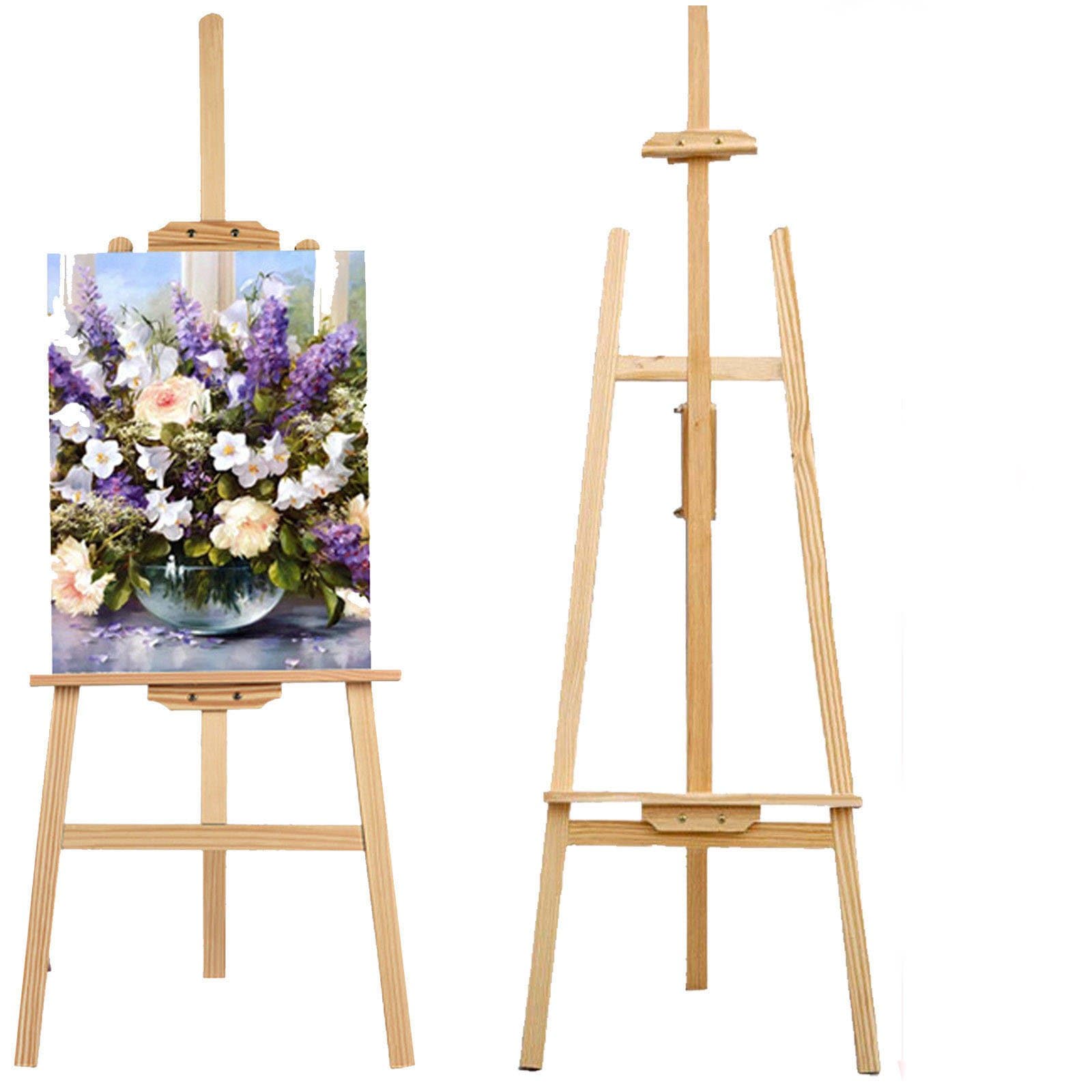 1.5M/59inch Studio Easel Wooden A-Frame Folding Pine Wood Artist Art Craft Adjustable Display Exhibition for Wedding Drawing Painting Holder- Easy to Assemble