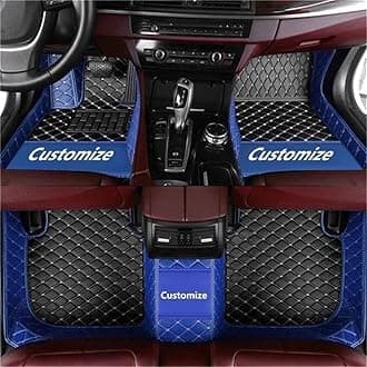 Custom car Floor mats Suitable for 98% car Truck SUV,car mats All Weather Personalized,Full Coverage Luxury Car Mats, Anti-Slip Leather Floor mats.Floor Liner Car Accessories (Black and Blue Side)