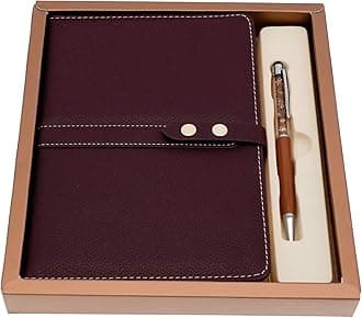 Hardcover Notebook Set - Thick Classic Ruled Notebook with Pen Loop and Pen, A5 192 Pages, Soft Faux Leather Hardcover Cover with Buckle(Maroon)