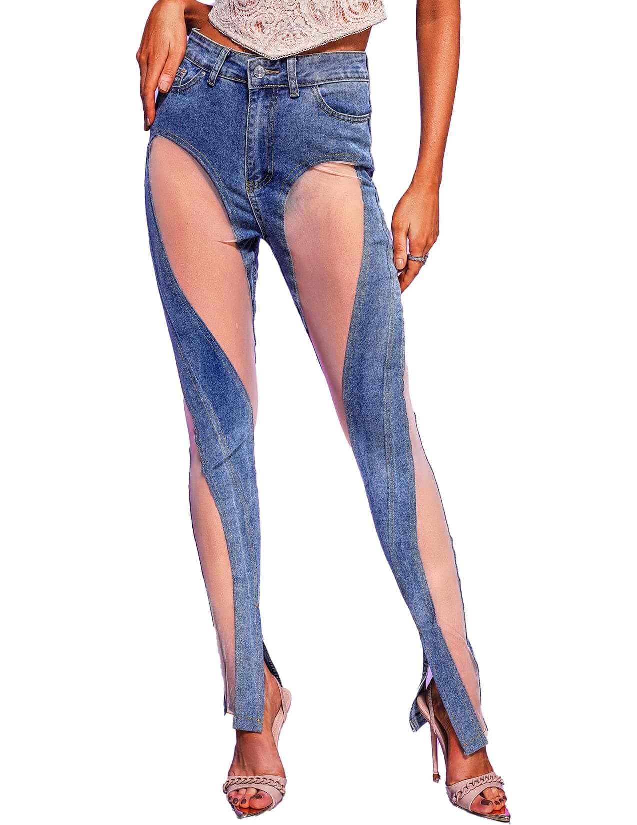 BELLA BARNETT McKenzie Mesh Denim Pants