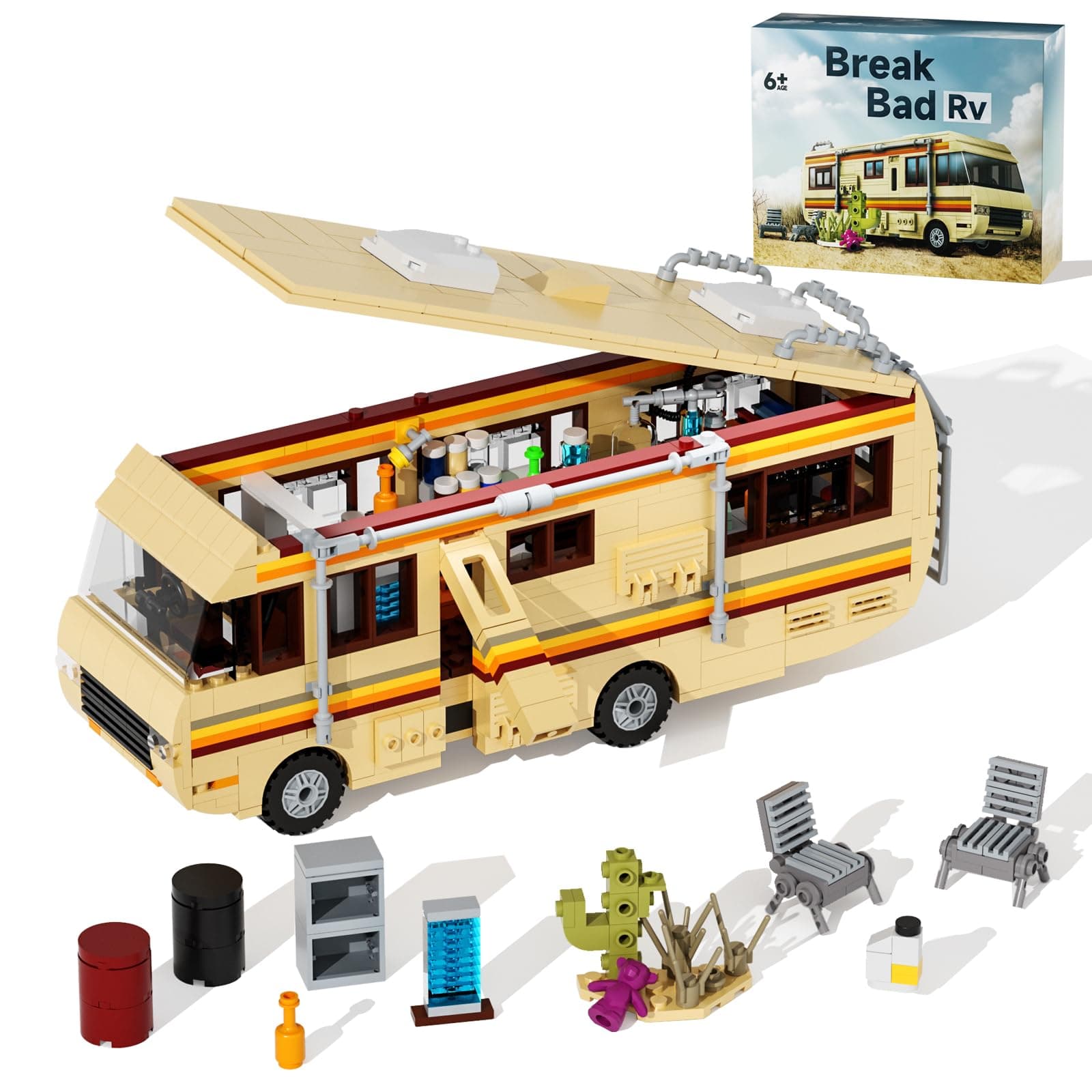 RV Model Car Building Set, Creative Breaking Bad Merchandise Van Building Bricks Kit for Gifts, Educational DIY Building Set Toy 746pcs