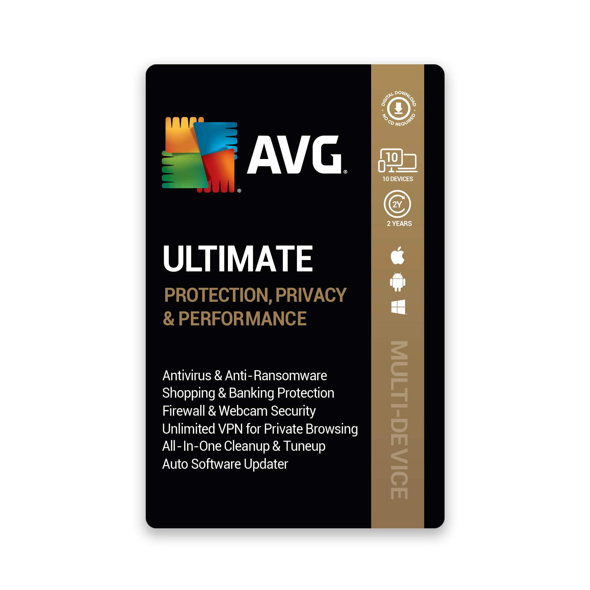 AVG Ultimate Multi-Device (PC, Mac & Android) (10 Devices | 2 Years) (Email Delivery in 2 hours-No CD)