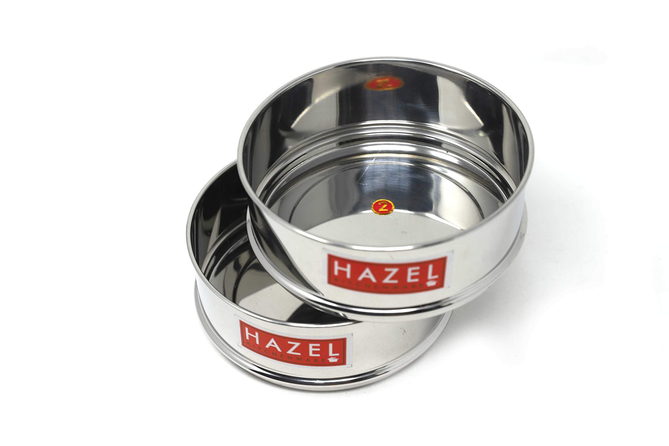 Hazel Alfa Stainless Steel Stackable Seperator, Cooker Dabba for 5 LTR Pressure Cooker - 15 cm, Set of 2