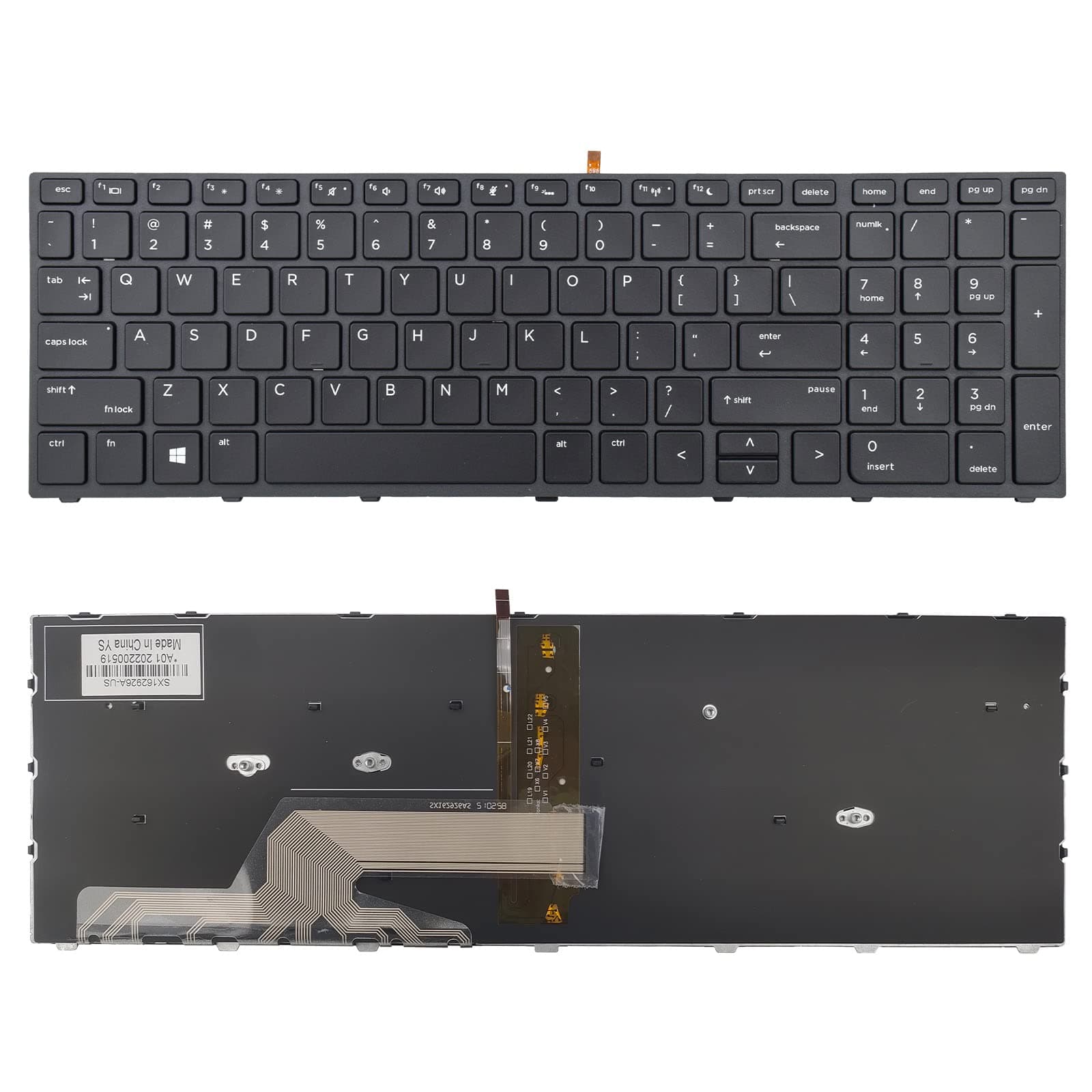 Backlight Keyboard Replacement Compatible with HP ProBook 450 G5 455 G5 470 G5 Series Laptop L01028-001 L01027-001