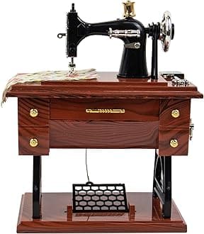 AUEAR, Vintage Mini Music Box Sewing Machine Figurine Birthday Gift Table Decor