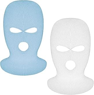 2 Pieces 3-Hole Full Face Mask Cover Ski Mask Winter Balaclava Cap Knitted Face Cover for Winter Outdoor Sports