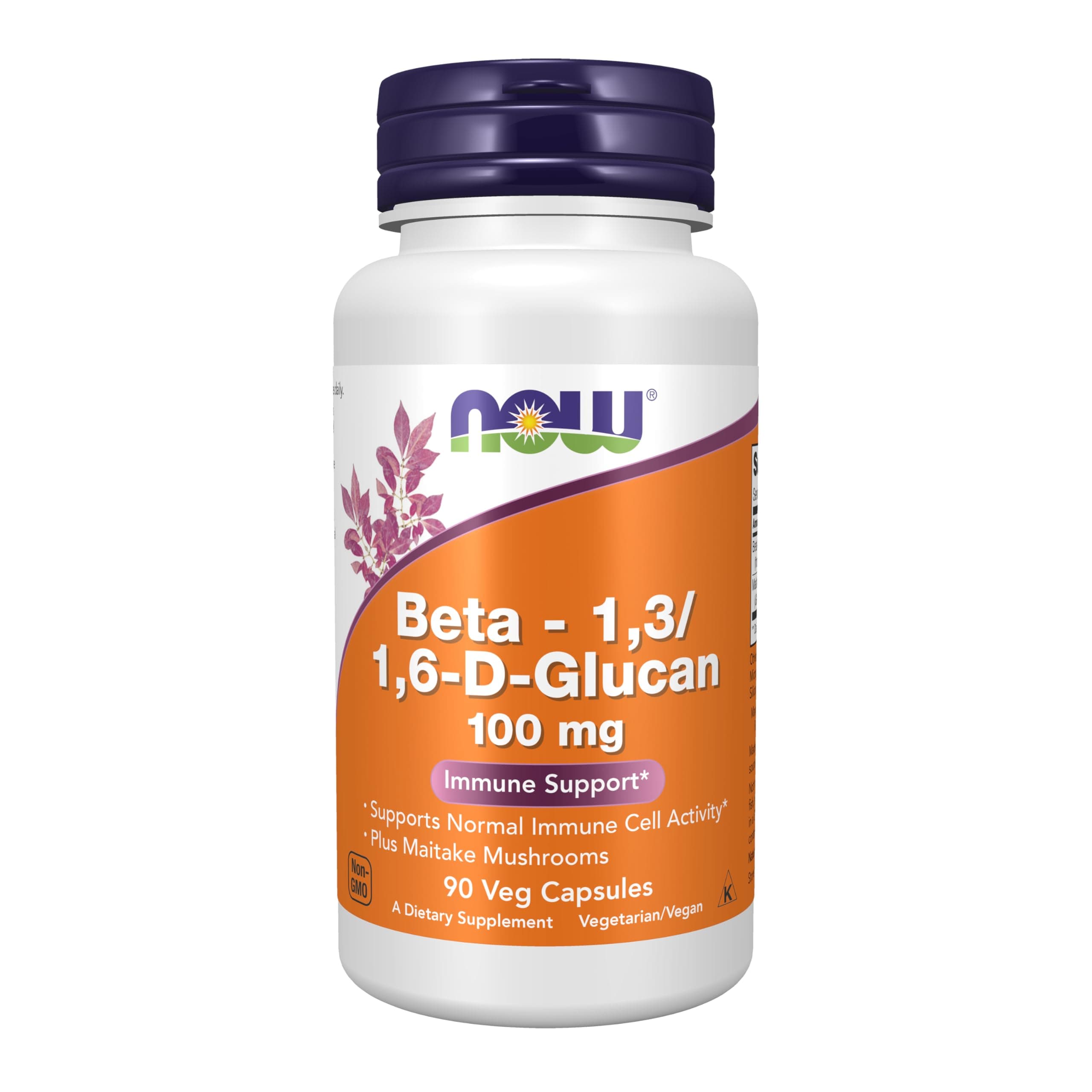 NOW Supplements, Beta 1,3/1,6- D-Glucan 100 mg with Maitake Mushrooms, 90 Veg Capsules