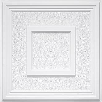 STICKGOO PVC Ceiling Tiles, 2'x2' Glue Up Ceiling Panel Popcorn Textured White to Prevent Breakage Cover 48 Sq. Ft, Pack of 12 Tiles