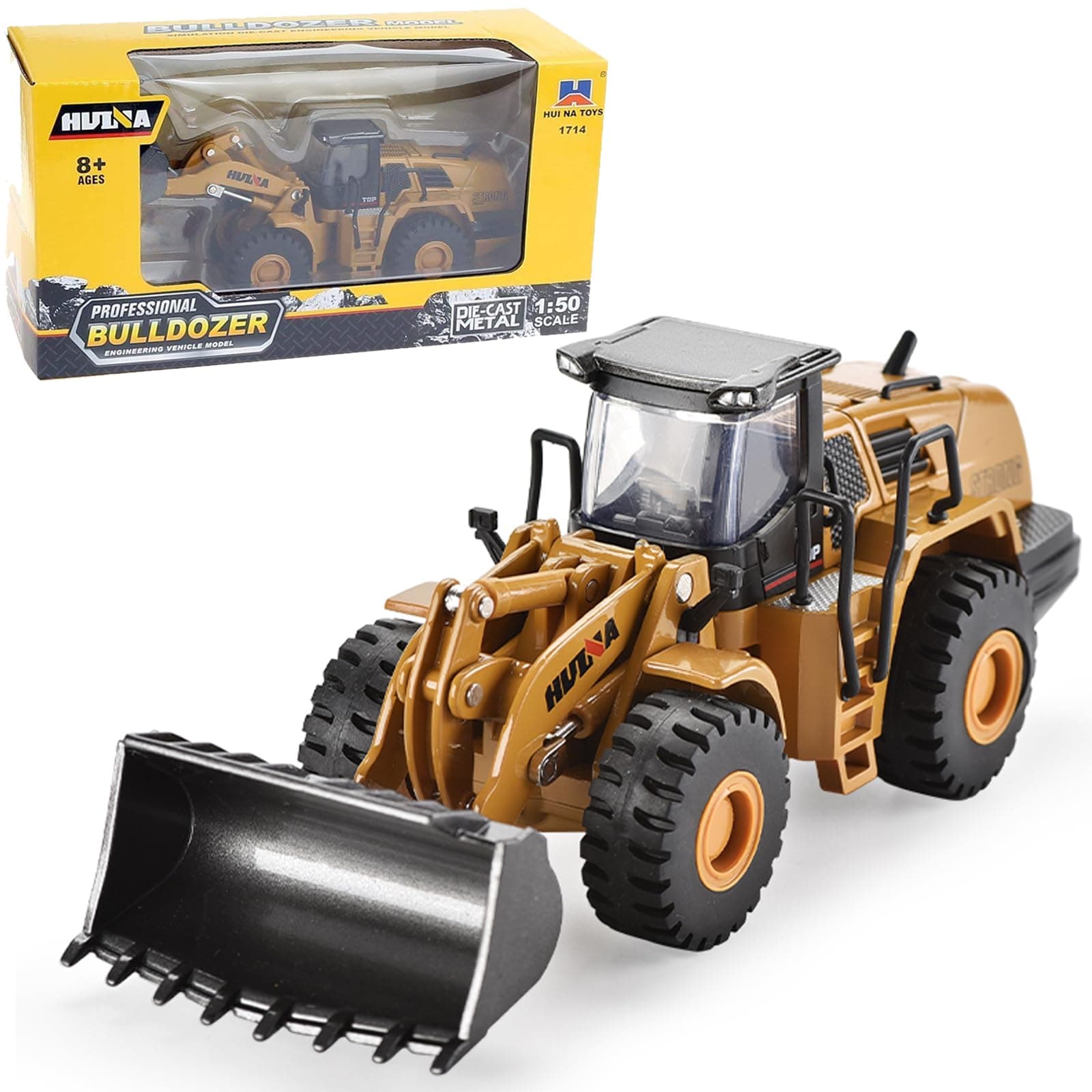 Gemini&Genius Mechanical Loader Toy, Construction Vehicle Wheeled Loader 1/50 Scale Skid Steer Loader Toy, Bulldozer Shovel Engineering Vehicle Alloy Models for Kids, Collection and Decoration House