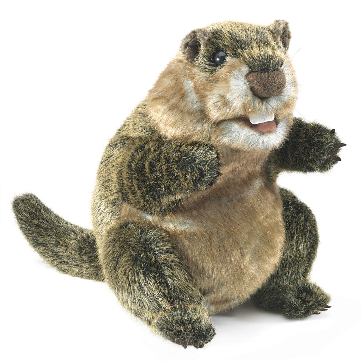 Folkmanis Groundhog Hand Puppet,Brown; Tan; White