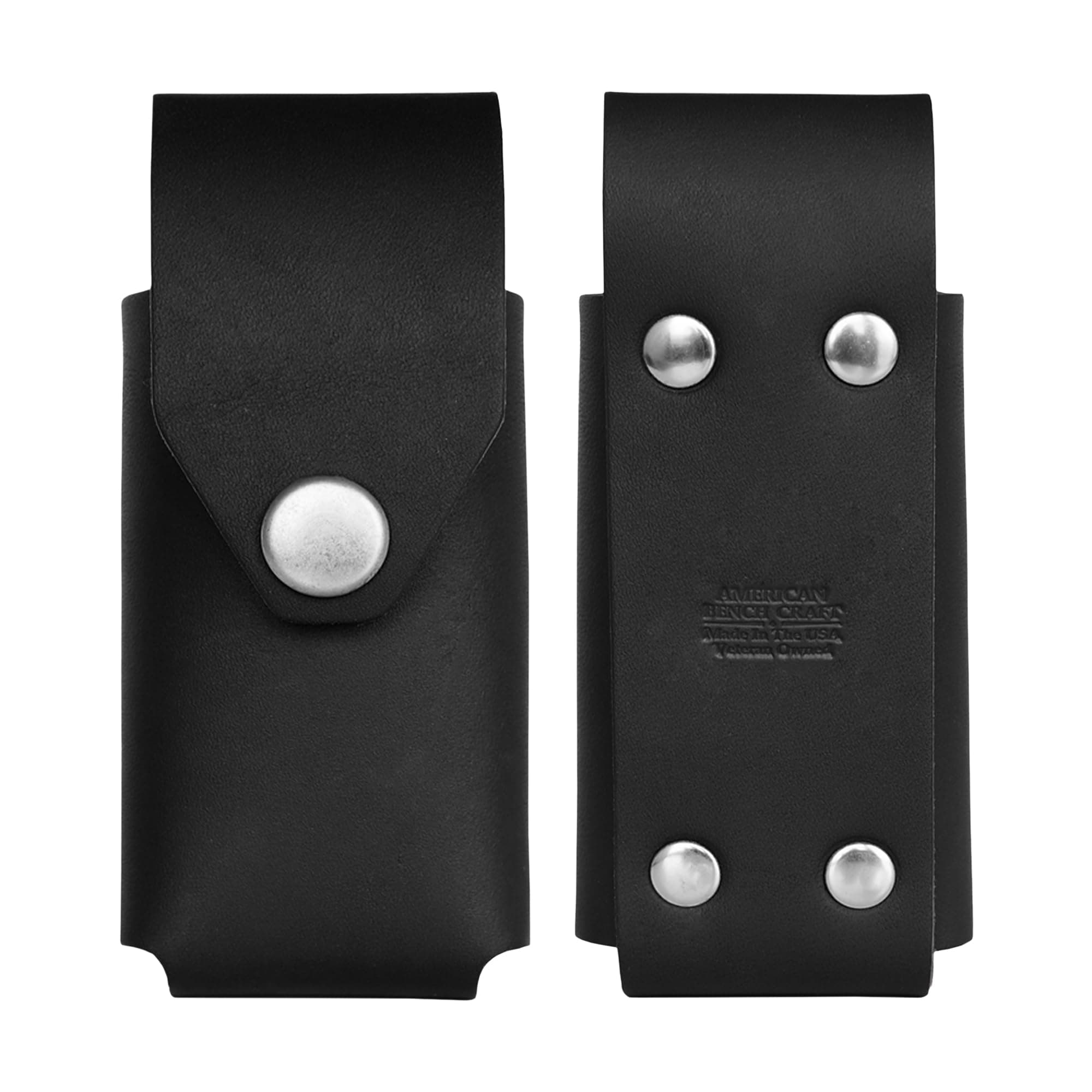 Leather Multitool Sheath & Knife Case Fits Gerber Diesel, MP600 and Gator Folding Knife | Riveted Leather Holster, Durable Belt Sheath With Brass Snap - Black