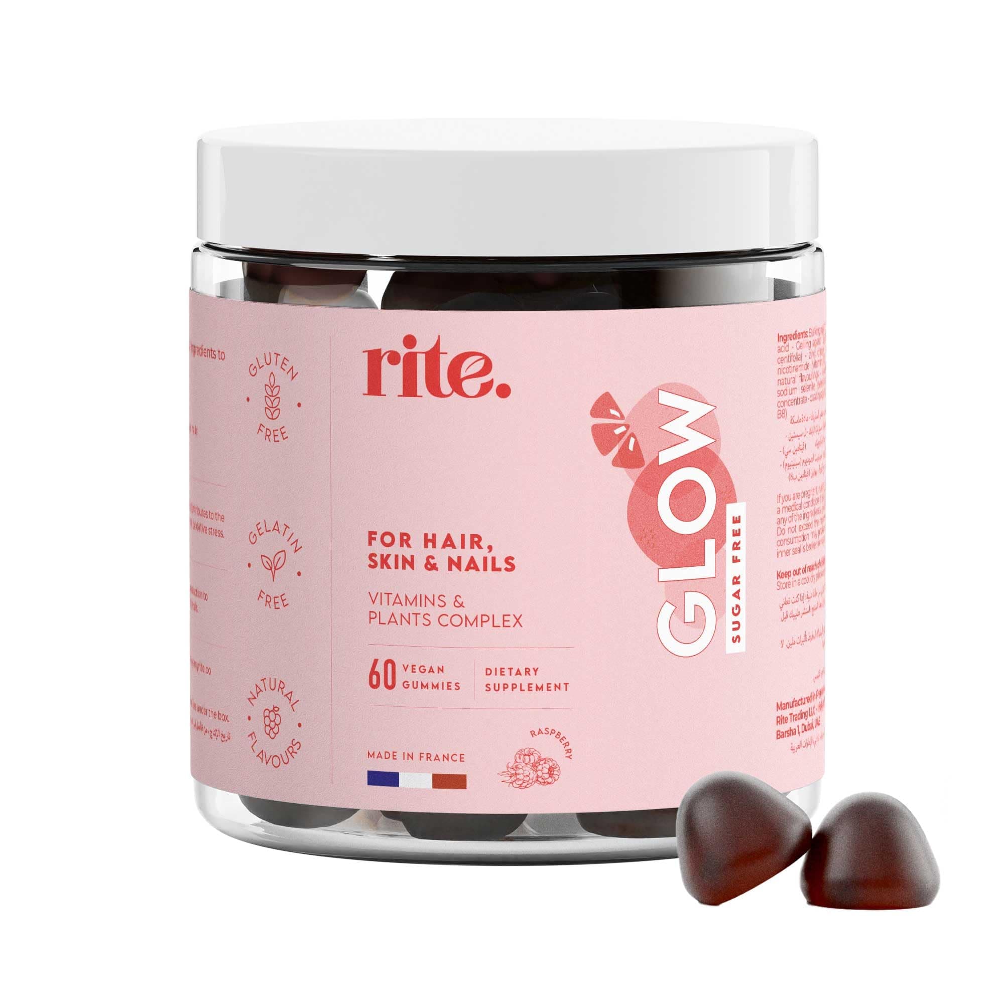 – Glow Hair Skin & Nails Vegan Vitamin Gummies | 2000% Dv Biotin With Zinc, Selenium & Efficient Plants | Hair Growth, Stronger Nails & Healthy Skin | 60 Vegan Gummies | Delicious Natural Raspberry