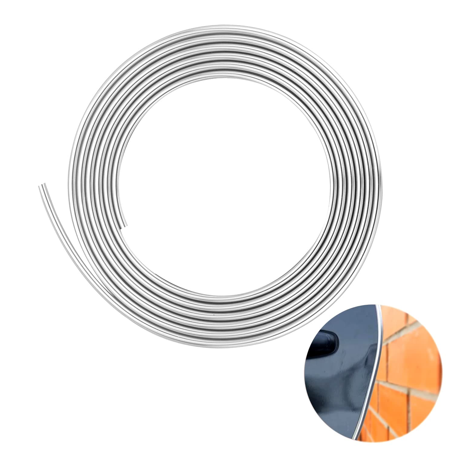 Car Door Edge Guards Chrome Silver Universal U Shape Moulding Trim Strip Automotive Door Protector Decorative for Sedans, Trucks, SUV, ATV (16FT, Silver)