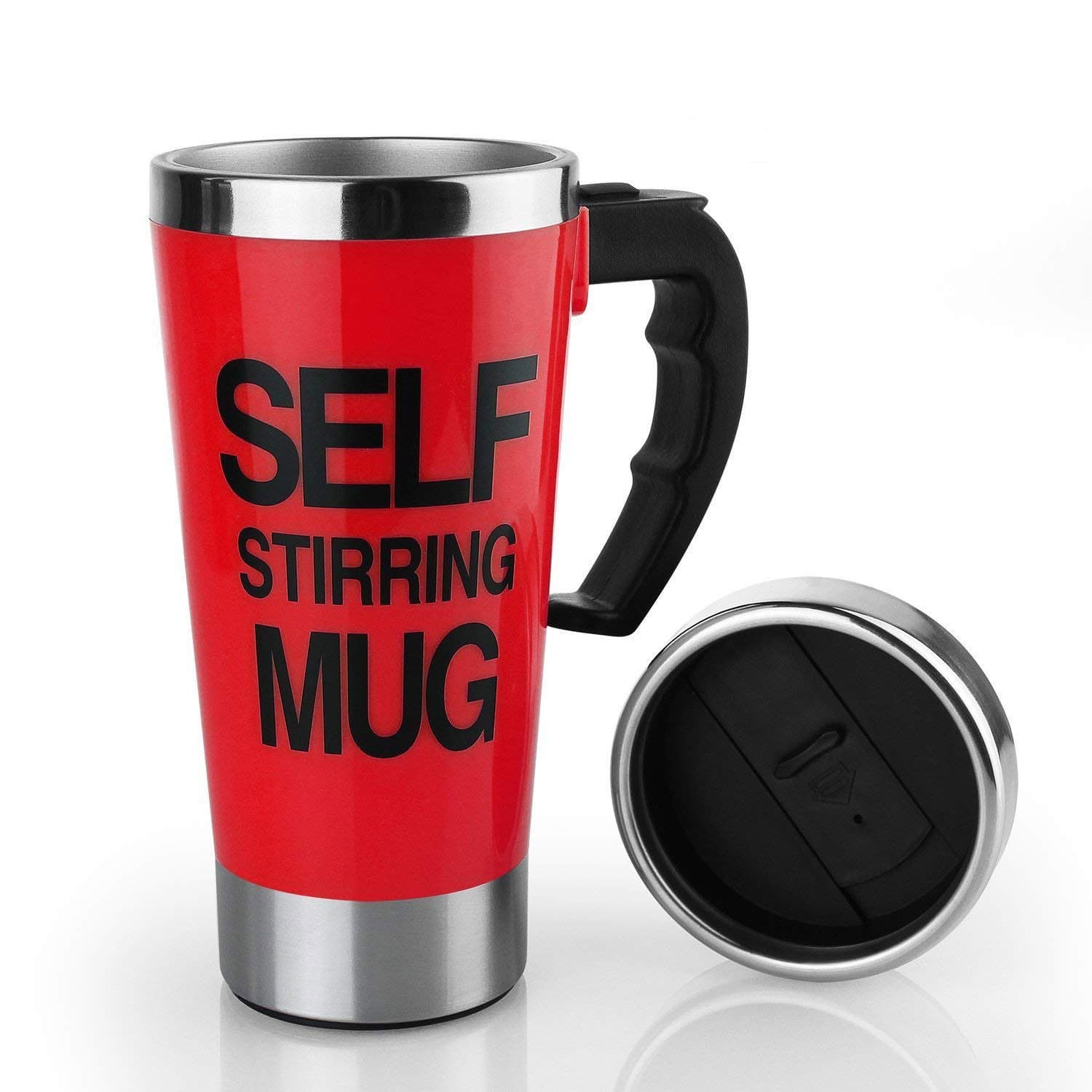 17oz Coffee Milk Automatic Mixing Cup Self Stirring Mug Stainless Steel Thermal Cup Electric Lazy Smart Double Insulated Cup (red)