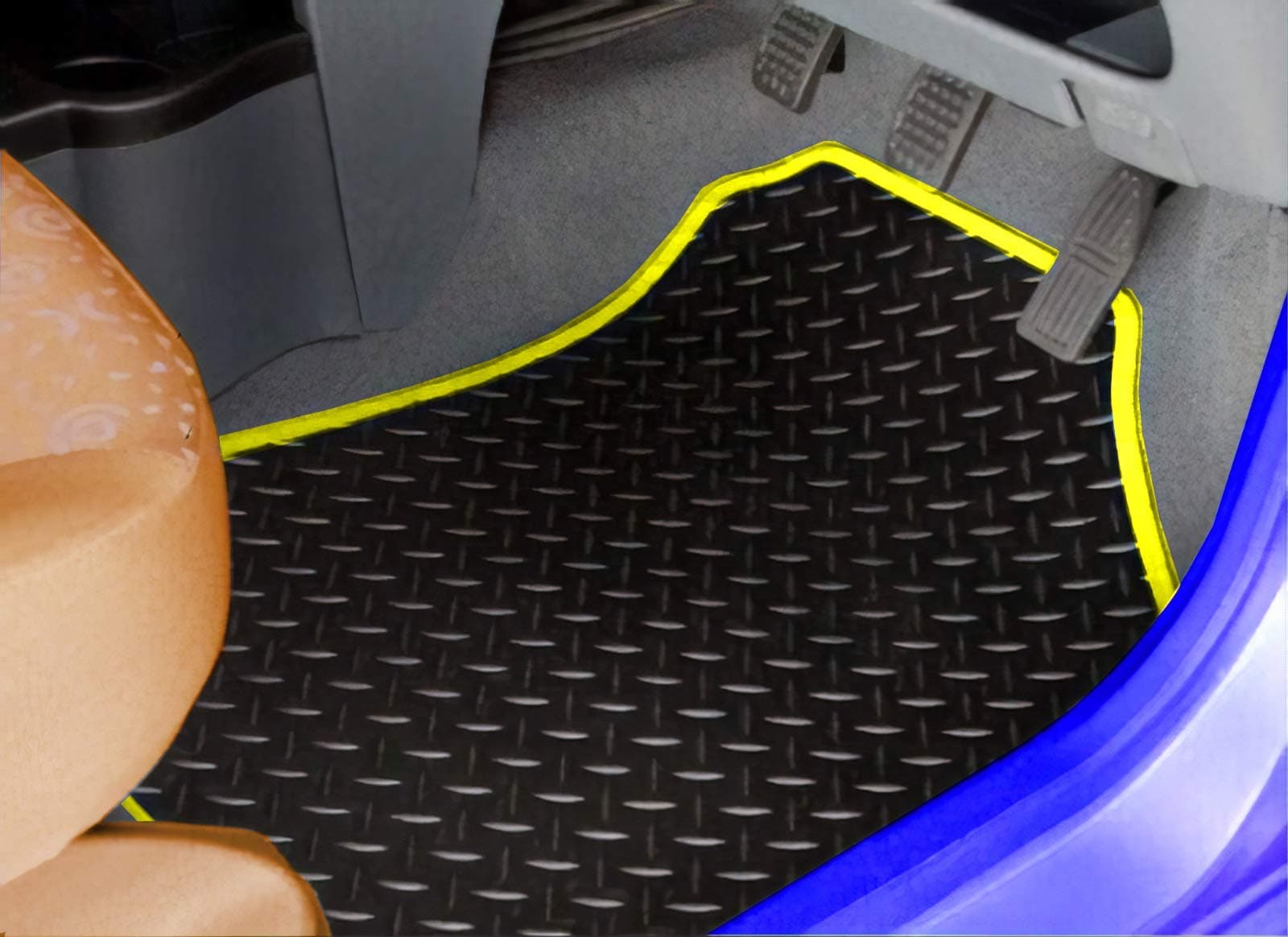 TAILORED FOR Kia Picanto 2011 2012 2013 2014 2015 2016 - FULL SET OF PREMIUM GENUINE EXACT FIT INTERIOR FLOOR RUBBER CAR MATS - RUBBER MAT + YELLOW TRIM