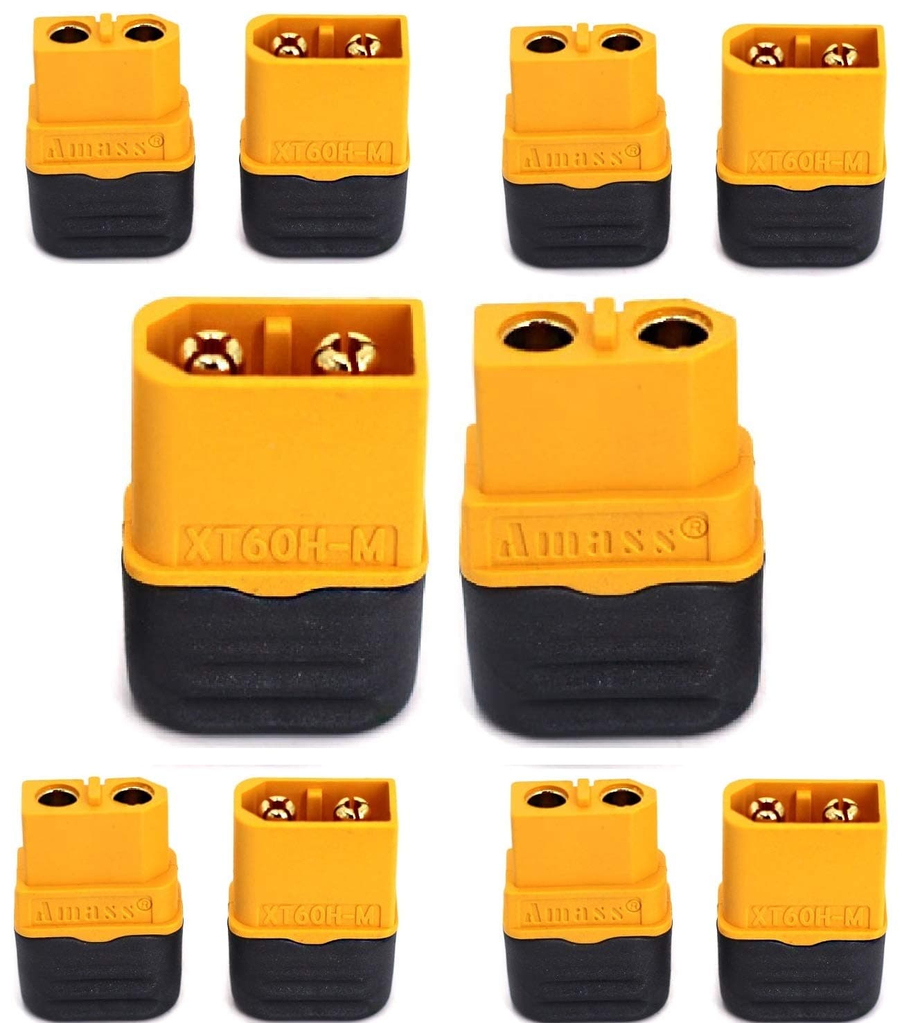 5 Pair for AMASS XT60H Upgraded Version XT60 Connectors with Covers Male Female Power Plug with Sheath for Lipo Battery RC Planes Cars