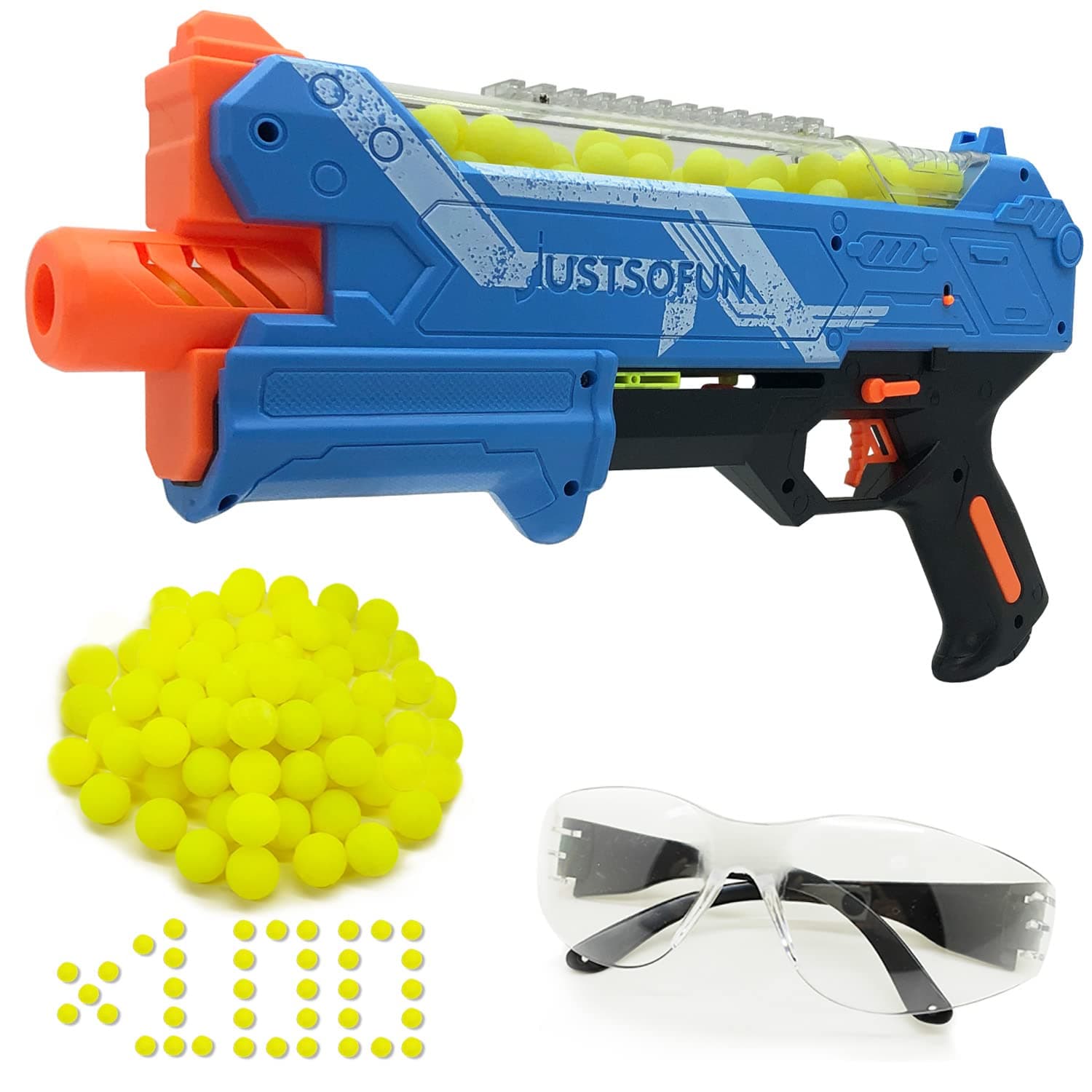 Blaster Gun with Protective Goggles and 100 Rounds Up to 110 FPS Compatible with Nerf Hyper Rounds Darts, Easy Reload, Holds Up to 50 Rounds (Navy Blue)