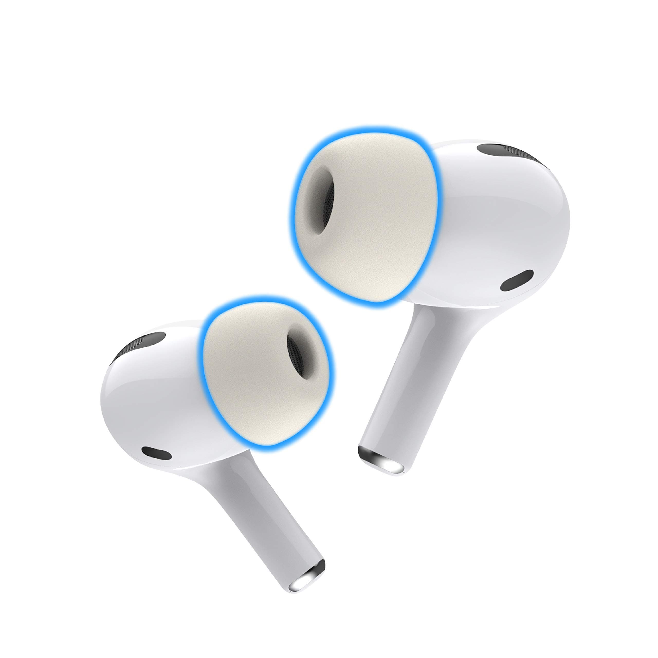 Foam Masters Memory Foam Ear Tips for AirPods Pro 1st & 2nd Gen | Comfortable | Secure | Better Noise Cancellation | Version 3.0 Replacement Buds (Medium - 3 Pairs, White)