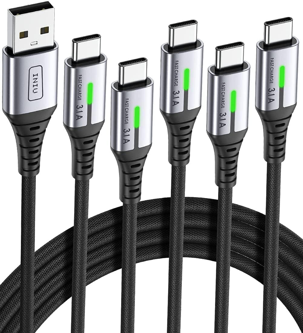 USB C Charger Cable, [5Pack/1+1+2+2+3m] Type C 3.1A QC 3.0 Fast Charging, Phone Charger Long USB-C Data Cord for Samsung S23 S22 Switch PlayStation 5 4 Controller Google Pixel 7 Pro Huawei etc.