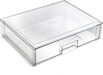 BINO | Stackable Storage Drawers, Shallow X-Large - Clear | THE CRATE COLLECTION | Storage Bins With Drawers Bathroom Organizers and Storage Organization and Storage Under Sink Organizer Vanity Home