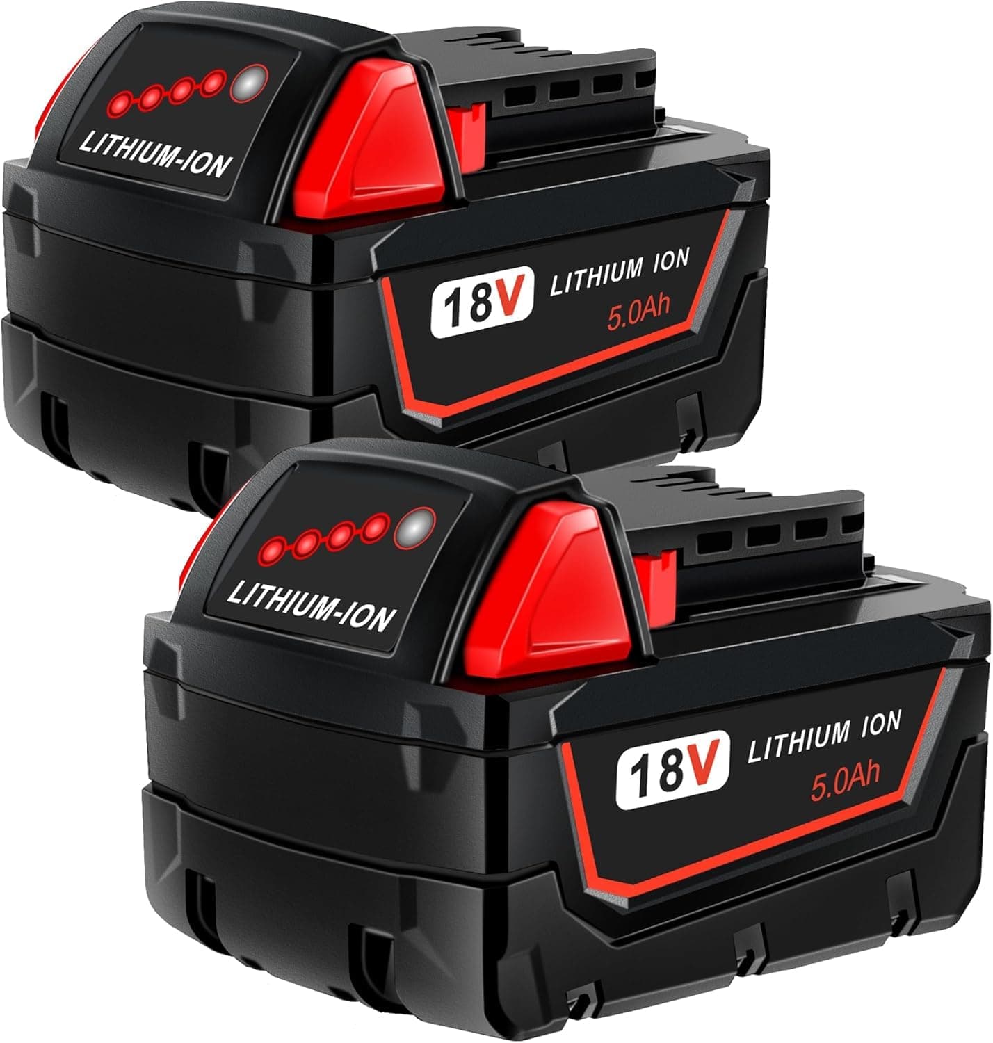 2 Pack 5.0Ah 18V Batteries Replace for Milwaukee M18 Battery Lithium lon 48-11-1850 48-11-1860, Compatible with Milwaukee m18 Battery Charger and 18 Volt Cordless Power Tools