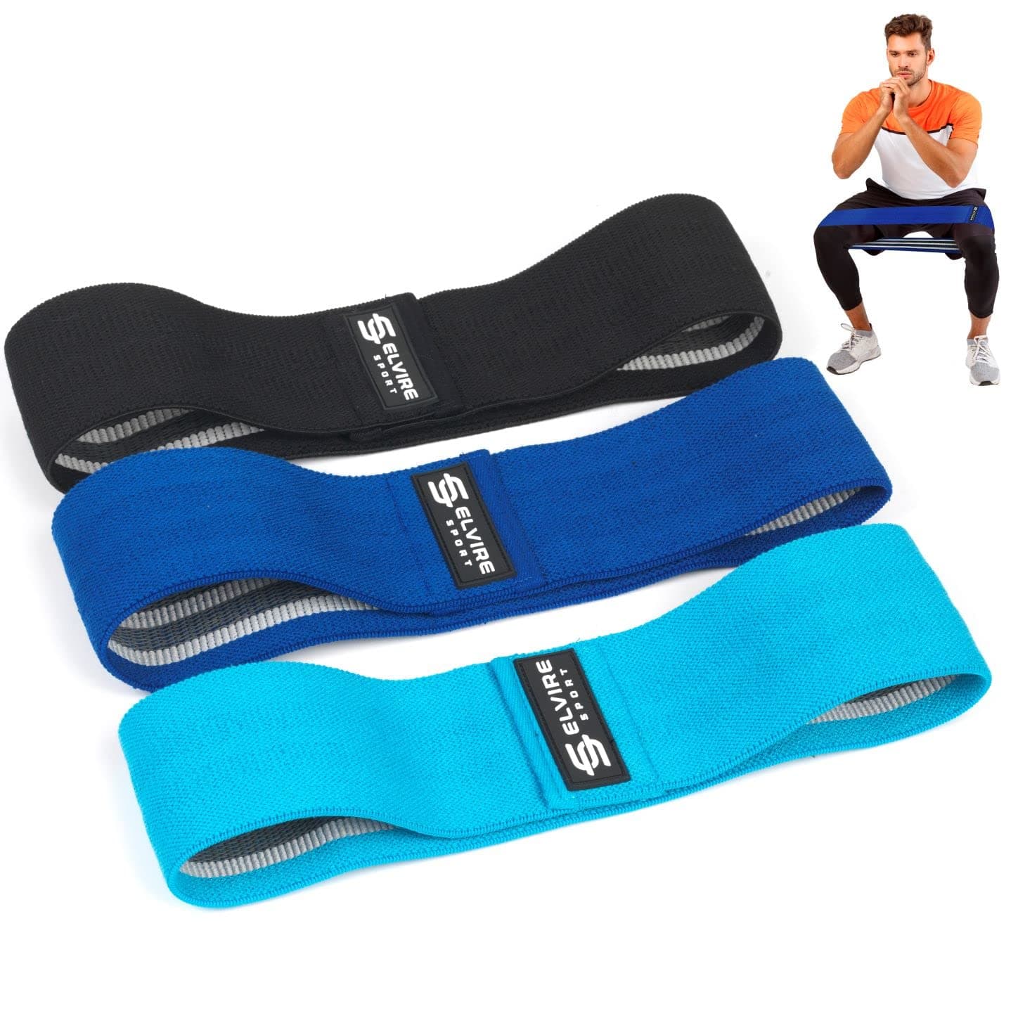 ELVIRE Long Resistance Bands for Working Out | Pull up Bands Fabric Resistance Bands Women & Men Long Bands for Working Out | Cloth Resistance Band for Pull up Assist | 3 Fabric Bands Resistance