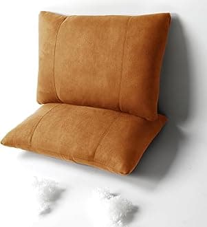 Lumbar Support Pillow,17x11 Suede Drive car Back Pillows,refillable&Multipurpose Plant-Based Polyester seat,Office,Sofa,Rest,Improve Posture(Orange Brown, Lumbar Pillow 2pcs)