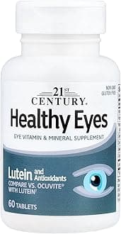 21st Century Healthy Eyes with Lutein Tablets, (60 Count), Eye Vitamins & Mineral Supplement with Antioxidants for Vision Support, Eye Health Supplements for Adults & Seniors, Non GMO & Gluten Free