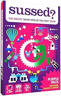 SUSSED Wacky ‘What Would You Do?’ Social Card Game - Easter Gift for Girls, Boys & Tweens - for Kids Ages 8 and Up - 2-8 Players, 15-30 Min Playtime - Purple Pack: Dragons, Space & Magic