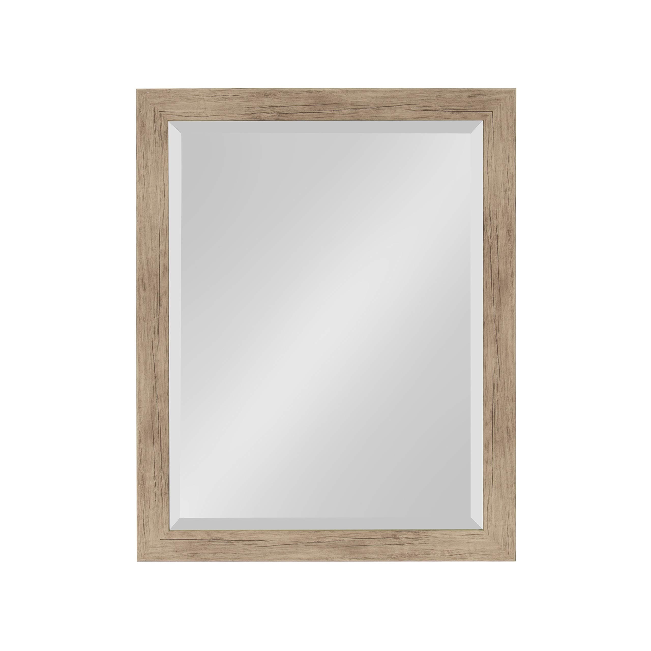 Beatrice Framed Decorative Rectangle Wall Mirror, 21 x 27, Rustic Brown, Farmhouse Rectangular Vanity Mirror for Use as Bathroom Mirror for Over Sink or Rustic Entryway Mirror