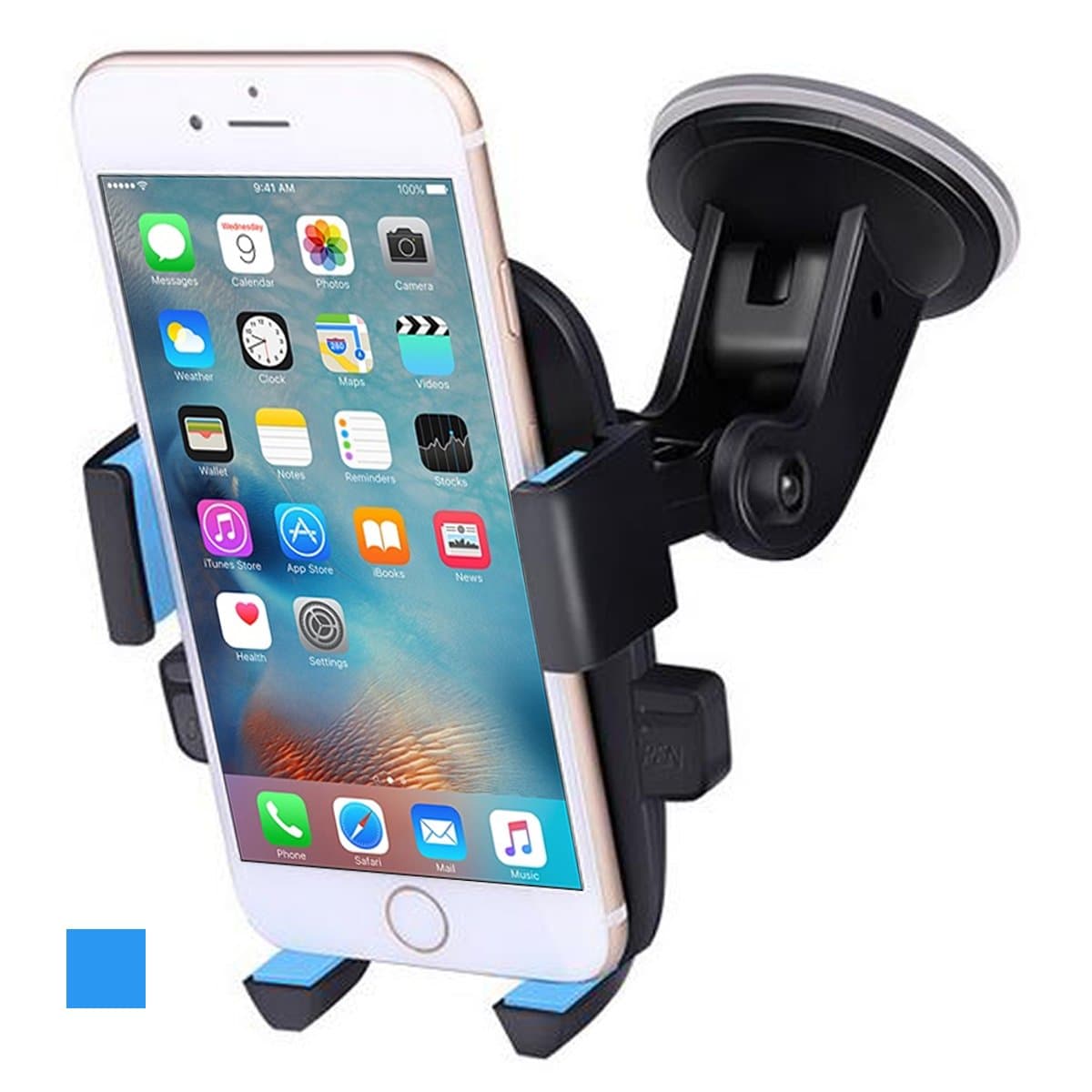 ANCOOLE Car Mount Phone Holder Cradle for Windshield 360 Degrees Rotation Freely Adjustable for iphone X/8/7/6S/6 Plus Samsung Galaxy S8/S7 edge Universal Phone (Blue)