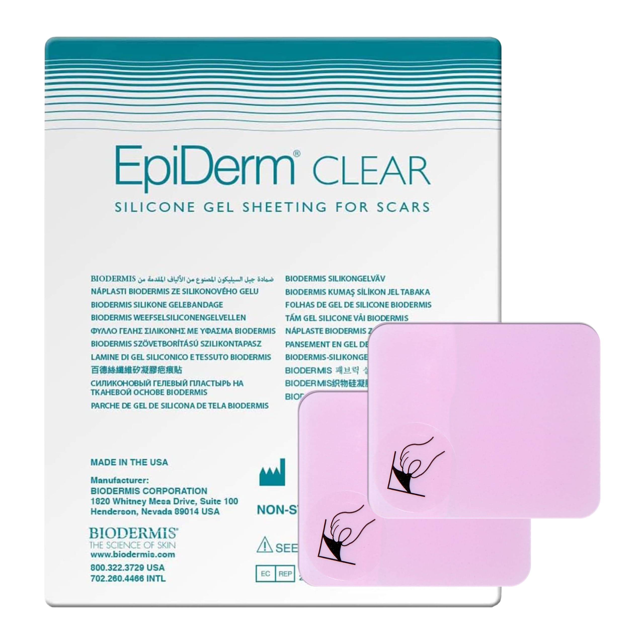 Epi-Derm Patch – Professional-Grade Silicone Scar Sheets for Small Keloid & Hypertrophic Scars – Soft, Flexible, Reusable Scar Treatment – Custom Fit, Ultra-Thin & Discreet – 2" x 2.5", Clear, 1 Pair
