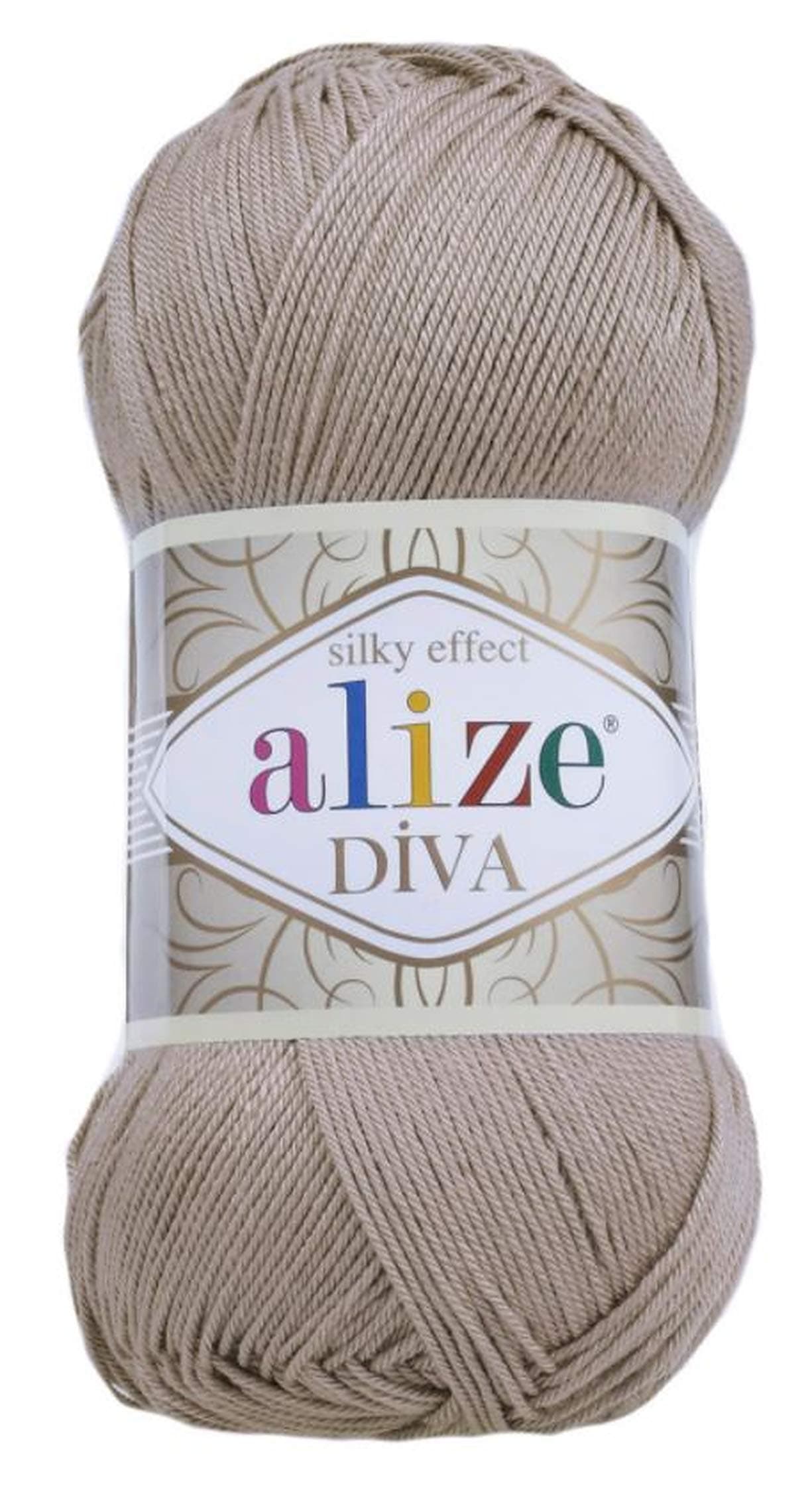 Alize Diva Silk Effect 100% Microfiber Acrylic Yarn 1 Ball skeins 100gr 383yds Color (167 - Beige)