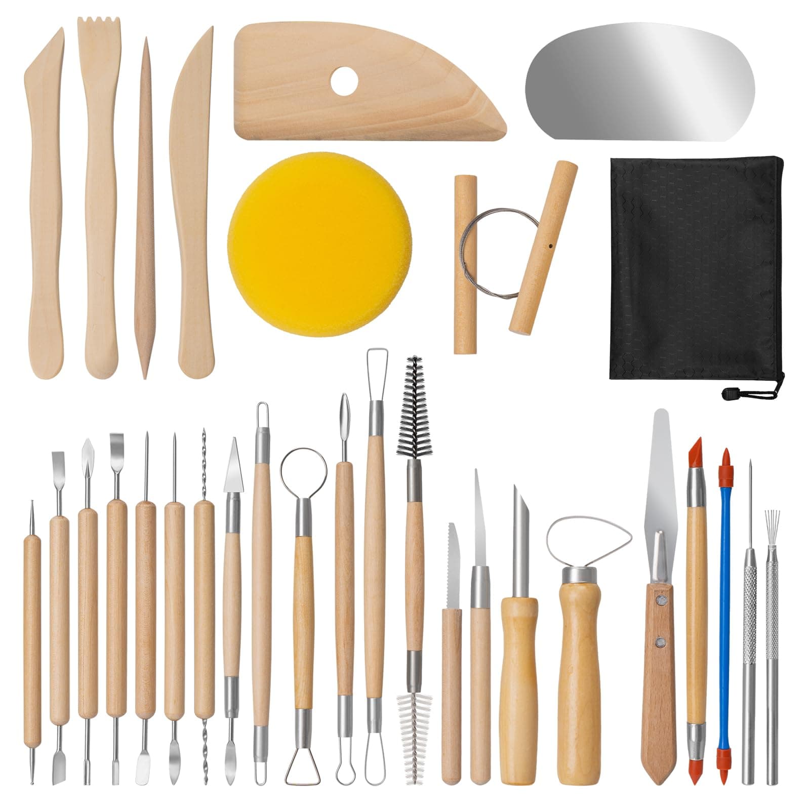 Amrules Clay Tools Kit, 31 PCS Pottery Tools, Practical Polymer Clay Sculptin...