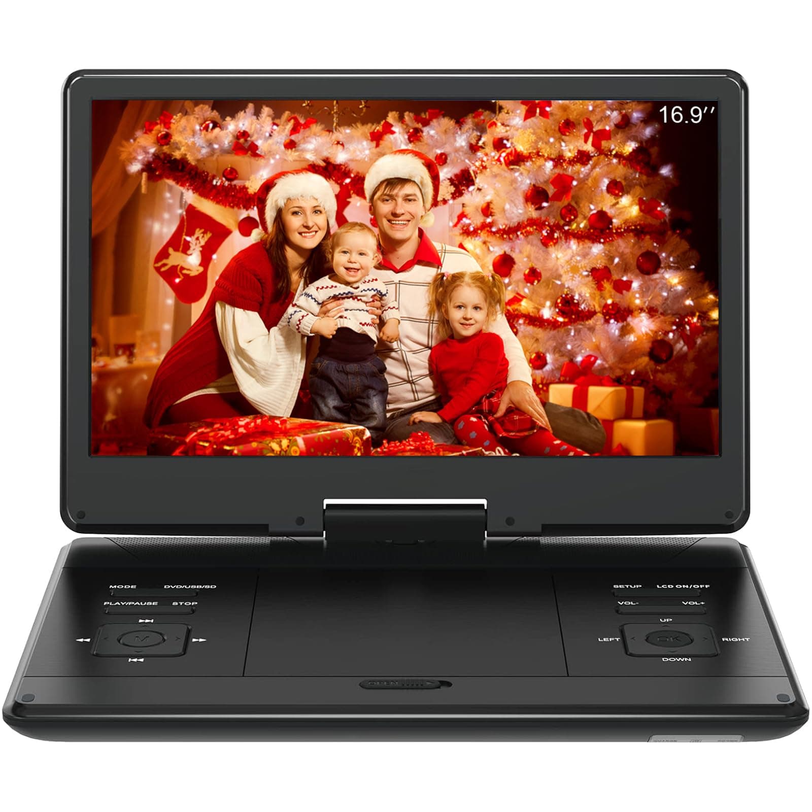 16.9" Portable DVD Player with 14.1" Large HD Screen, High Volume Speaker, with Extra Carrying Bag..