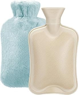 Hot Water Bottle Rubber with Soft Cover (2 Liter) Classic Hot Water Bag for Pain Relief, Cramps, Neck, Shoulders Pain, Relieve Stress, Hot Cold Pack and Feet Warmer, Multifunction for Daily Use