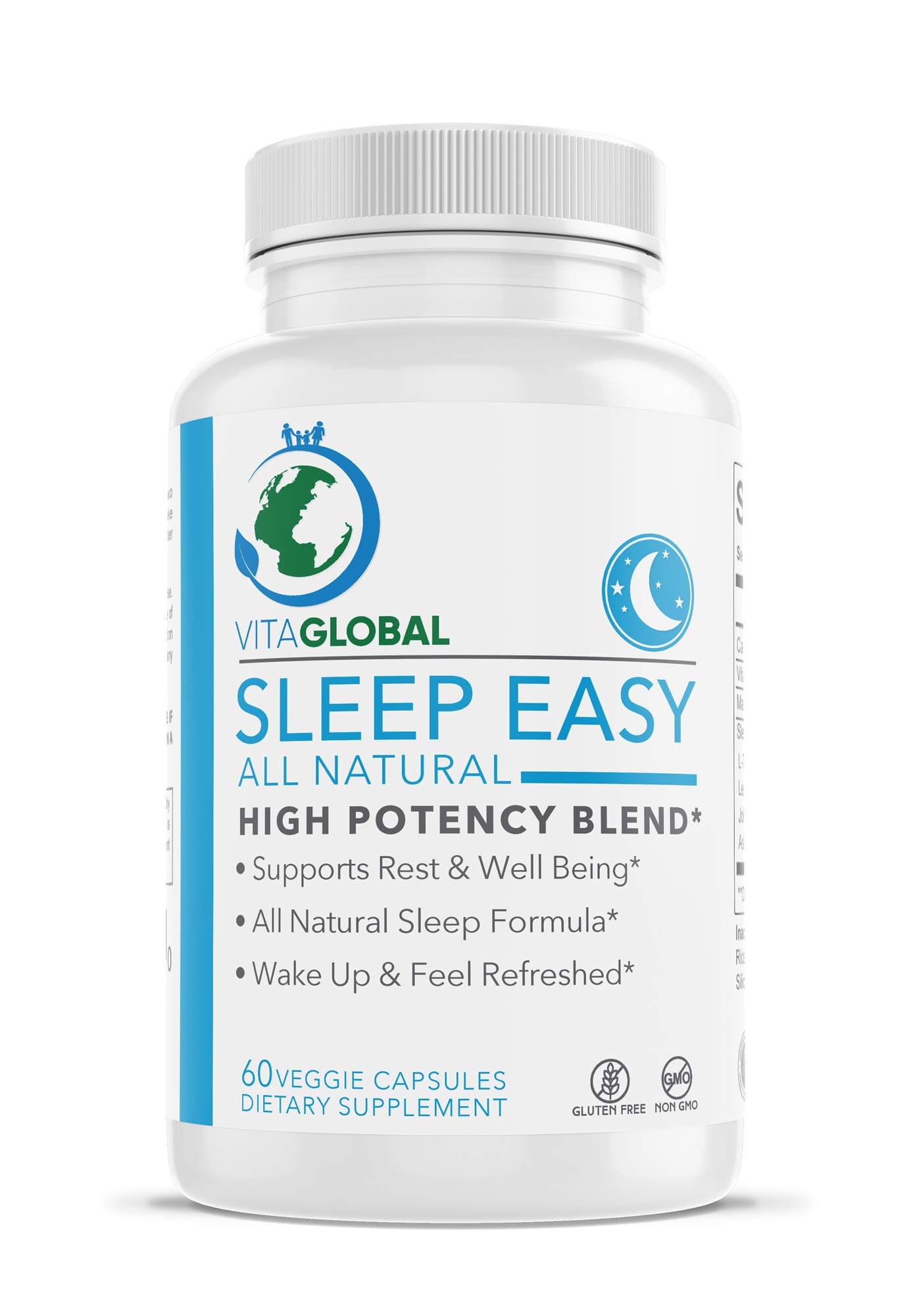 Sleep Easy | All Natural Formula | High Potency Blend | Easy Supports Rest & Well Being | Dietary Supplement and Vitamin by VITAGLOBAL 60 Capsules