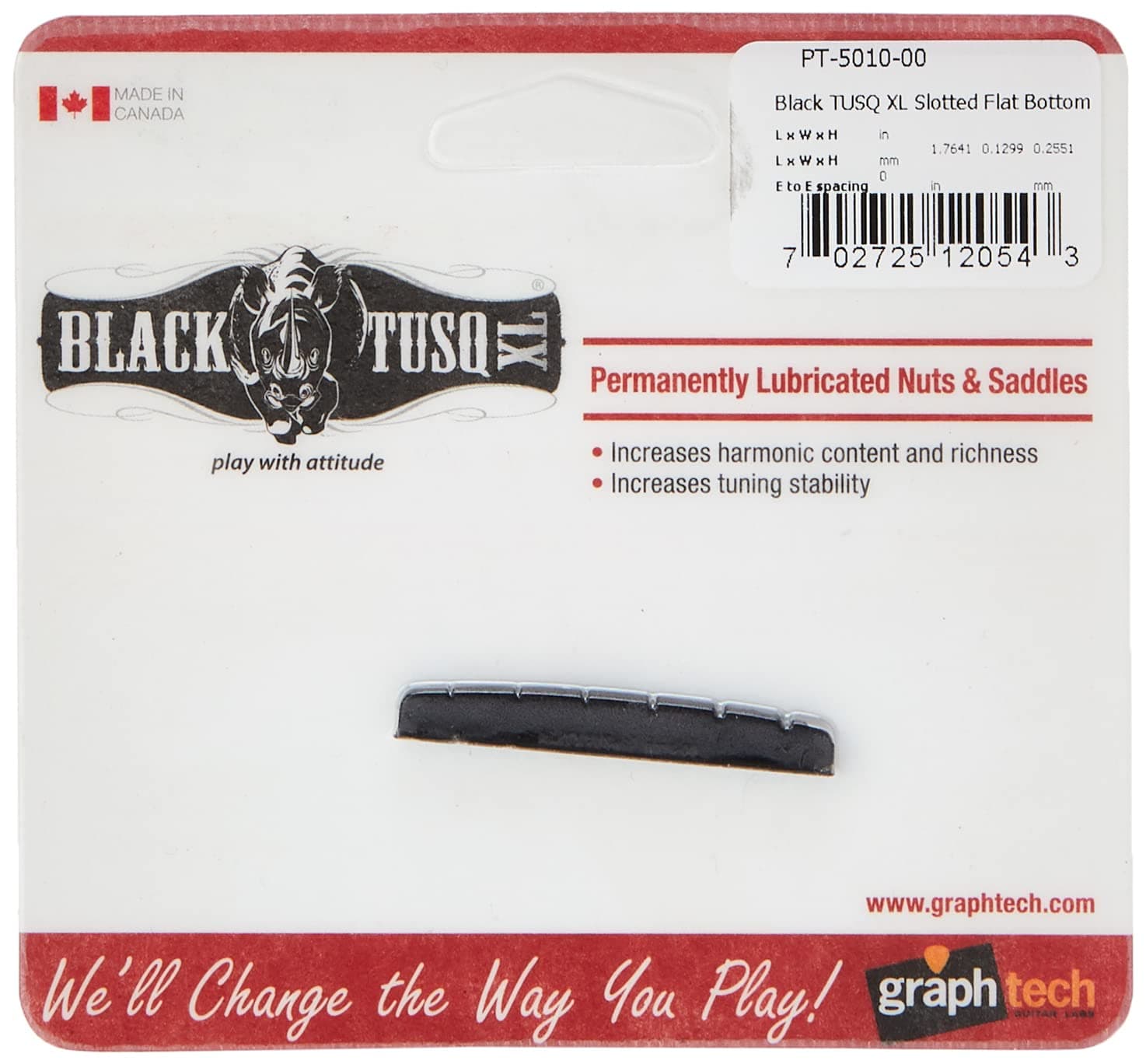 Graphtech PT-5010-00 Black Tusq Xl Nut - Slotted Flat Bottom, 9.0 cm*9.0 cm*9.0 cm