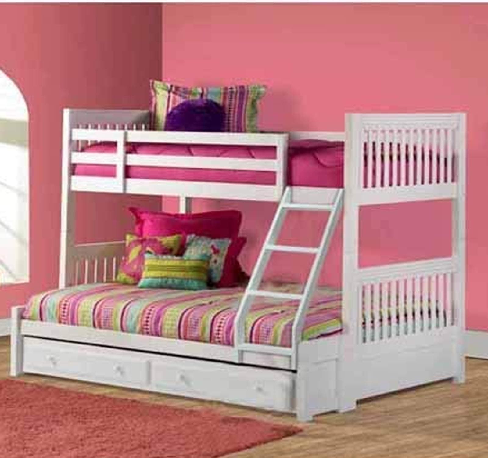 APRODZ Getech Solid Wood Bunk Bed with Slide Storage | Wooden Twin Over Bed with Trundle Ladder for Kids’ Room Bedroom Living Room Home (White- Finish)