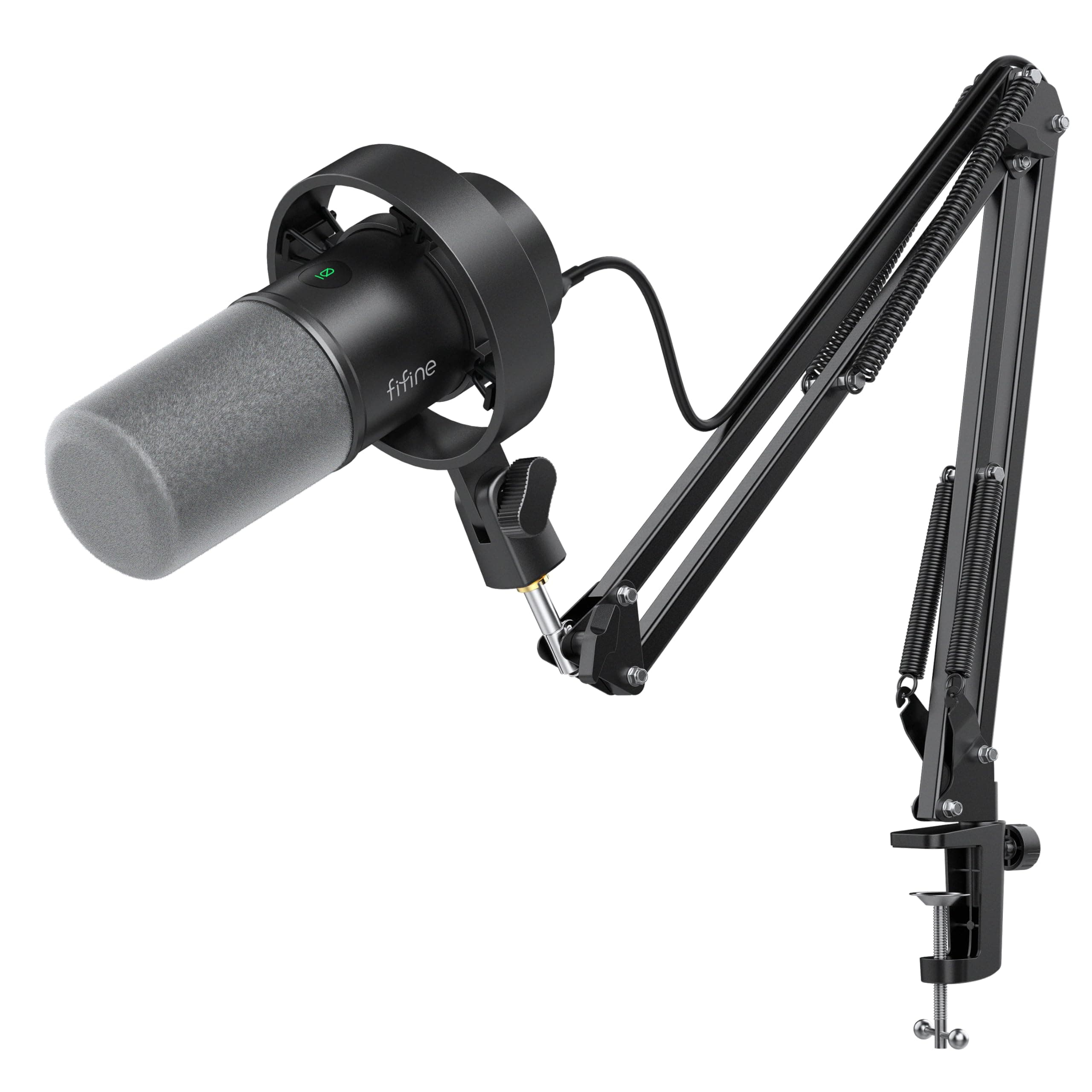 FIFINE Dynamic Microphone with Boom Arm Bundle, XLR/USB Podcast Recording Microphone Kit, Vocal Microphone for Streaming Voice-Over with Mute Button, Headphones Monitoring-K688CT
